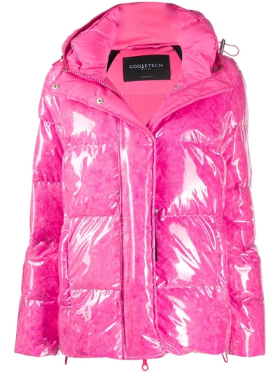 Goosetech Wet-look Padded Jacket In Pink