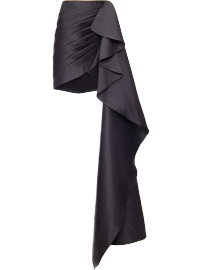 Patbo Draped Asymmetric Mini Skirt In Black