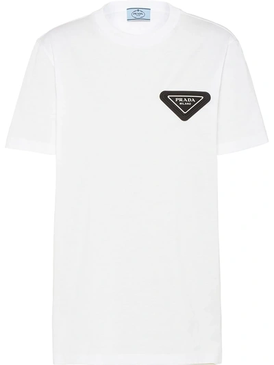 Prada Logo-patch Cotton T-shirt In White