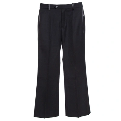 Pre-owned Chloé Black Wool Gabardine Straight Leg Cropped Trousers S