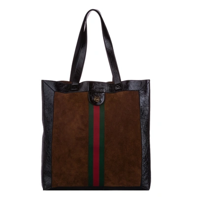 Pre-owned Gucci Beige/brown Suede Large Ophidia Tote Bag