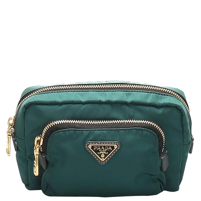 Pre-owned Prada Green Canvas Pouch