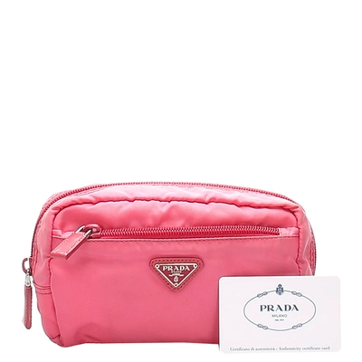 Pre-owned Prada Pink Nylon Tessuto Pouch