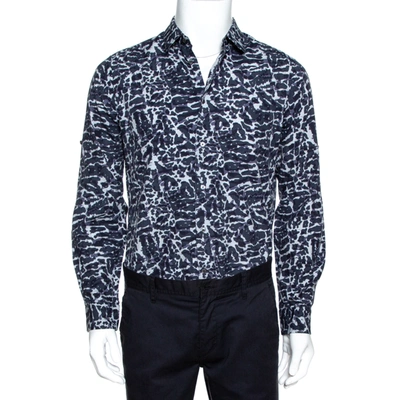 Pre-owned Louis Vuitton Navy Blue Printed Cotton Long Sleeve Shirt M