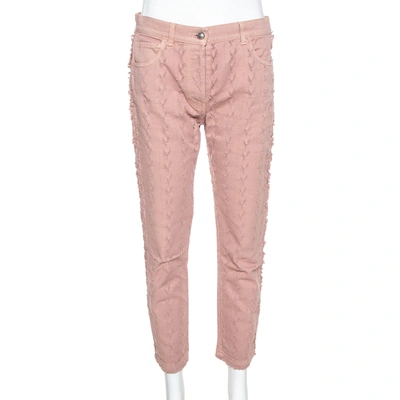 Pre-owned Etro Pink Cotton Distressed Pattern Straight Leg Jeans S