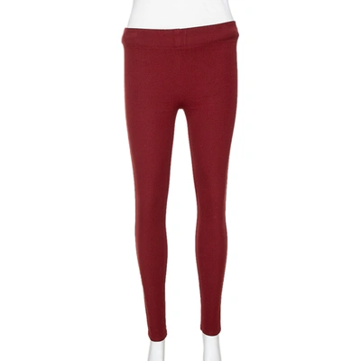 Pre-owned Joseph Burgundy Stretch Gabardine Leggings S