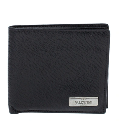 Pre-owned Valentino Garavani Black Leather Bifold Wallet