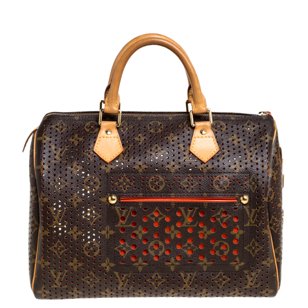Pre-Owned Louis Vuitton Monogram Perforated Canvas Limited Edition Speedy 30 Bag In Brown | ModeSens