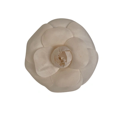 Pre-owned Chanel White Camelia Camellia Flower Pin Brooch In Not Applicable