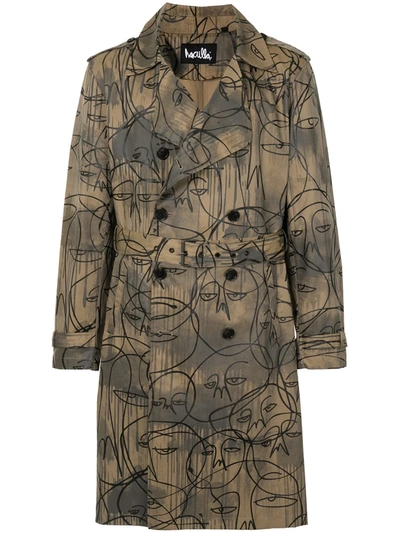 Haculla Face Print Coat In Brown