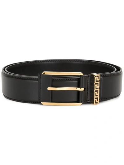 Versace Greca Buckle Belt In Nero