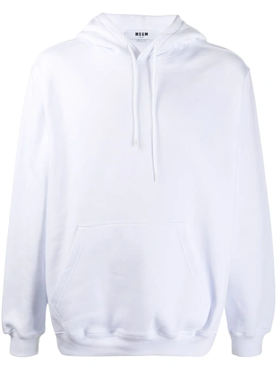 Msgm Logo-print Pullover Hoodie In White