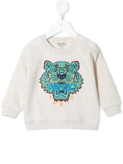 Kenzo Babies' Embroidered Logo Sweatshirt In 大地色