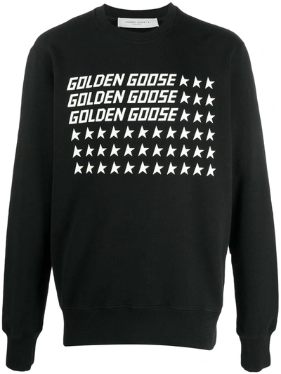 Golden Goose Archibald Sweatshirt In Black Cotton In Black,white