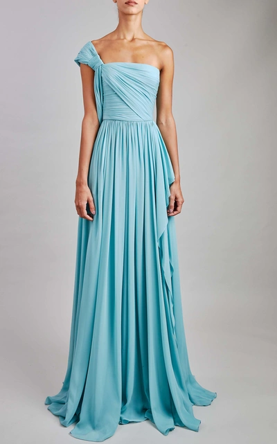 Elie Saab Silk Chiffon Maxi Dress In Green | ModeSens