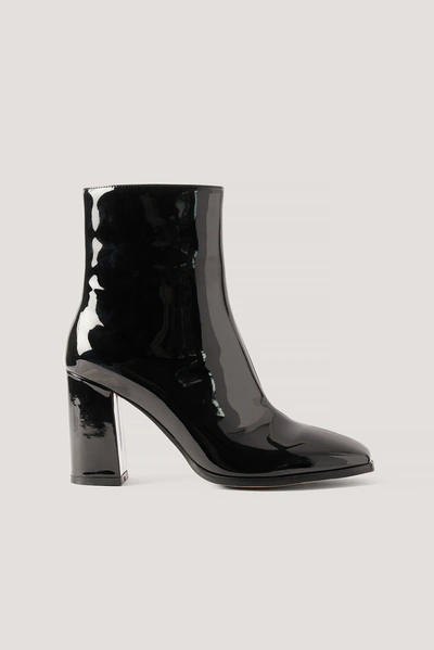 Na-kd Squared Toe Patent Boots - Black