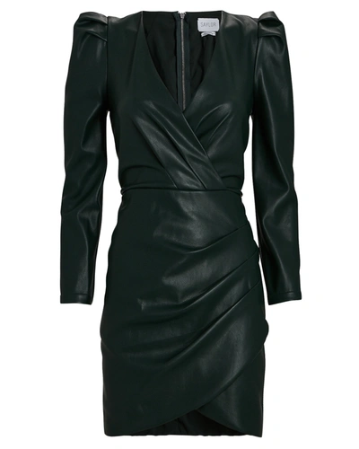 Saylor Tallulah Vegan Leather Mini Dress In Green