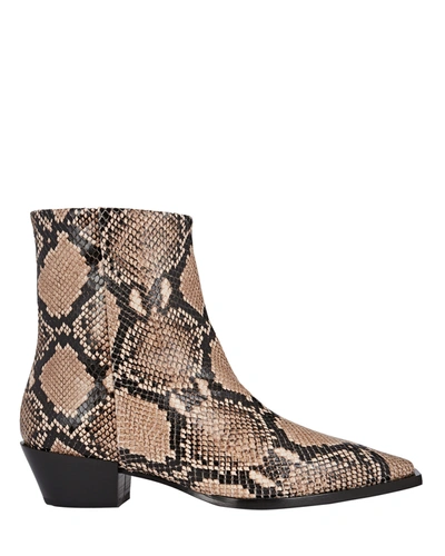 Aeyde 40mm Ruby Snake Print Leather Boots In Beige
