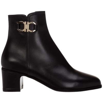 Ferragamo Leather Ankle Boots In Black