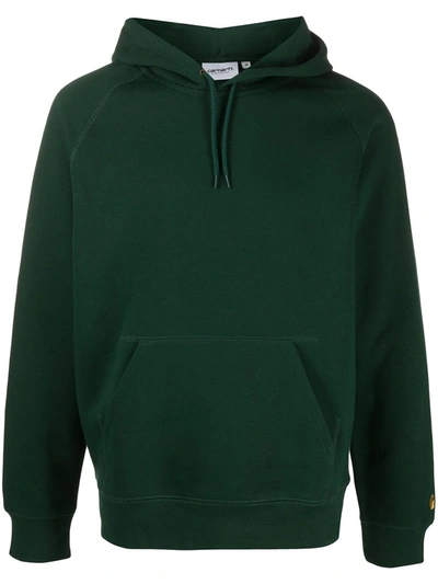 Carhartt Drawstring Logo Print Hoodie In Green