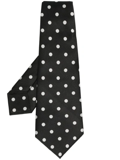 Dolce & Gabbana Silk Polka Dot Tie In Black