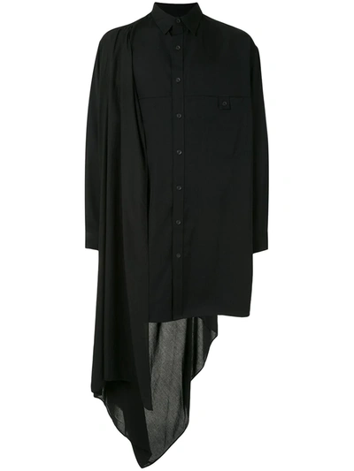 Yohji Yamamoto Asymmetric Draped Shirt In Black