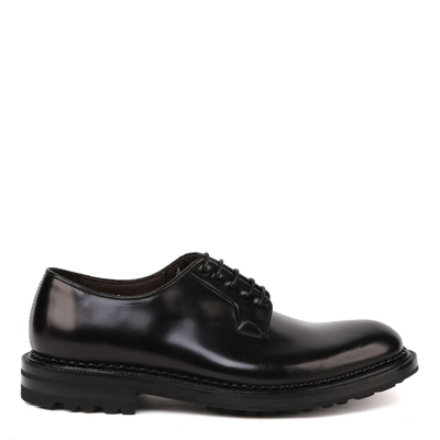 Green George Derby Lace-up Shoes In Brushed Calfskin In Black