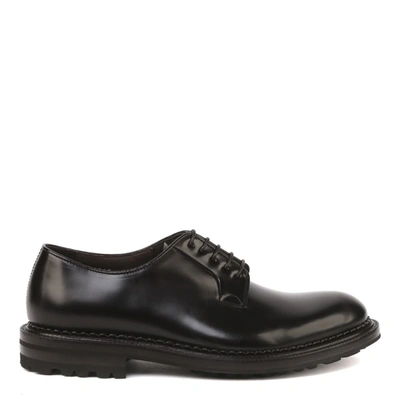 Green George Derby Lace-up Shoes In Brushed Calfskin In Black