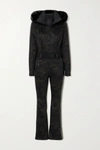 GOLDBERGH BUSH FAUX FUR-TRIMMED BELTED CAMOUFLAGE-PRINT DOWN SKI SUIT