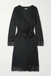 HANRO WANDA LACE-TRIMMED MODAL AND SILK-BLEND dressing gown