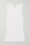 Agolde Poppy Ribbed Stretch Organic Cotton And Tencel-blend Jersey Tank In White