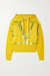 VALENTINO CROPPED SEQUIN-EMBELLISHED COTTON-BLEND JERSEY HOODIE