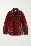 ASHISH OVERSIZED CHECKED SEQUINED COTTON SHIRT