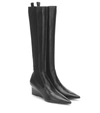 JIL SANDER LEATHER WEDGE KNEE-HIGH BOOTS,P00499828