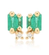 Suzanne Kalan Fireworks 18kt Gold Earrings With Emeralds And Diamonds In Green
