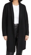 Vince Collarless Cardigan Coat In Black