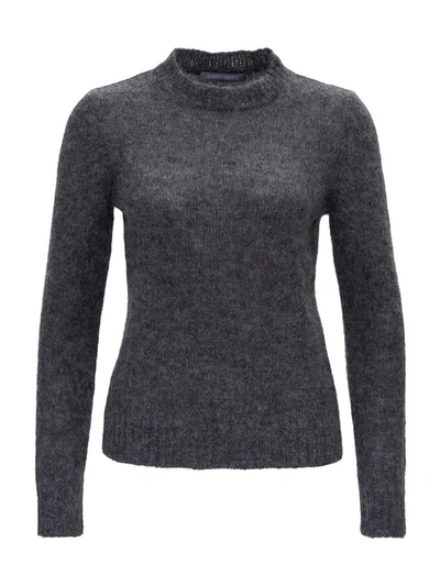 Alberta Ferretti Crewneck Pullover In Melange Grey