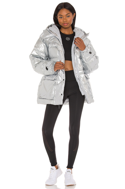 Adidas By Stella Mccartney Quilted Padded Recycled-polyamide Puffer Jacket In Silver