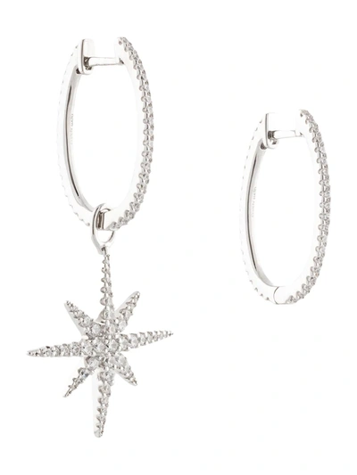 Apm Monaco Meteorites Small Asymmetric Star Hoop Earrings In Silver