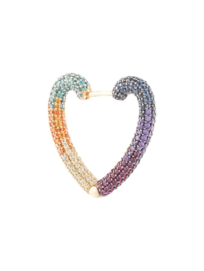 Apm Monaco Rainbow Heart Earring In Multicolour