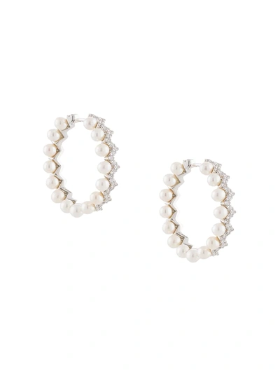 Apm Monaco Up And Down Small Zigzag Hoop Earrings In Silver