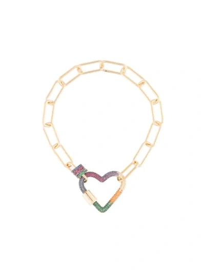 Apm Monaco Rainbow Heart Chain Bracelet In Gold