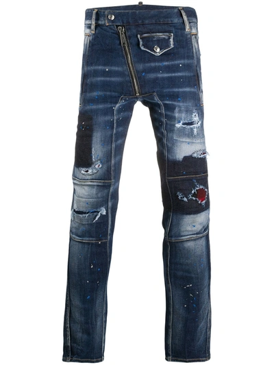 Dsquared2 Distressed-effect Skinny-fit Jeans In Blue