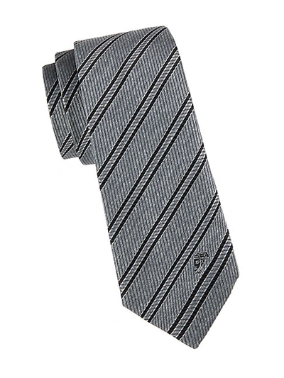 Versace Men's Striped Silk Tie In Brown Red