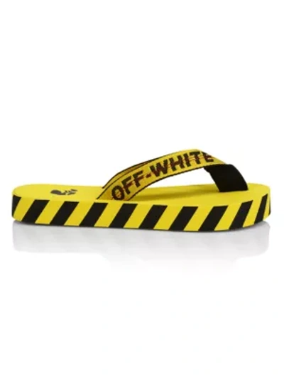 Off-white Logo Platform Flip Flops In Yellow Black
