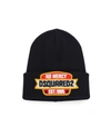 DSQUARED2 BLACK BEANIE WITH PATCH