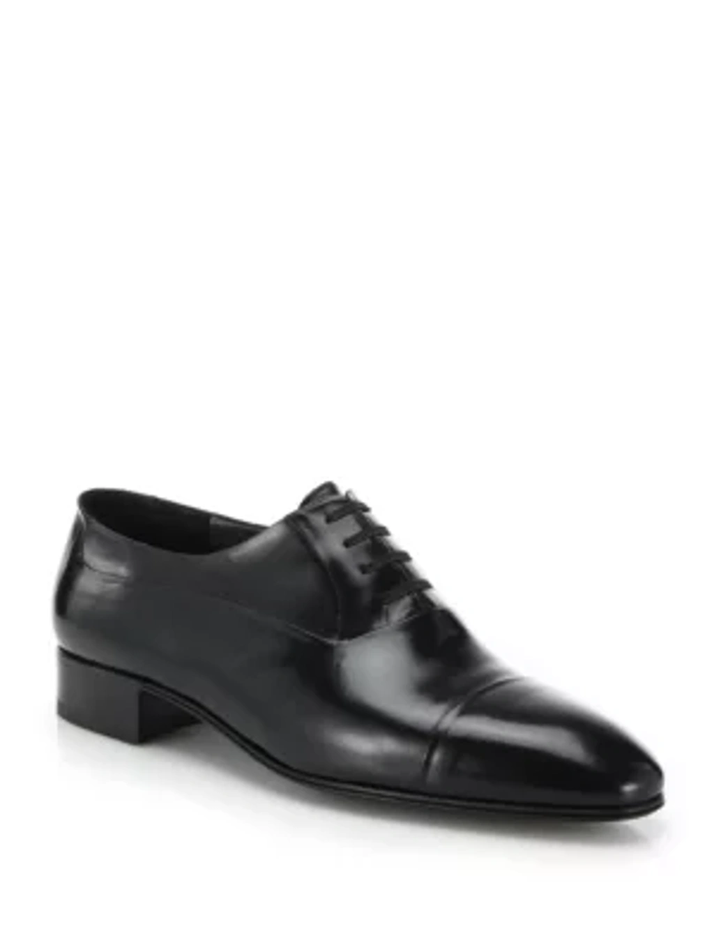 Artioli Leather Cap Toe Dress Shoes In Black | ModeSens display picture 1