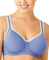 Wacoal Women's Contrast Trim Contour Sport Bra 853302 In Bleached Denim/white