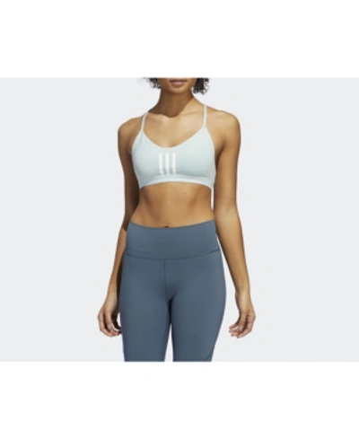 Adidas Originals Adidas Women's All Me 3-stripes Low-impact Mesh Sports Bra In Mint