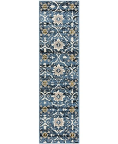 Safavieh Amsterdam Blue And Creme 2'3" X 8' Runner Outdoor Area Rug